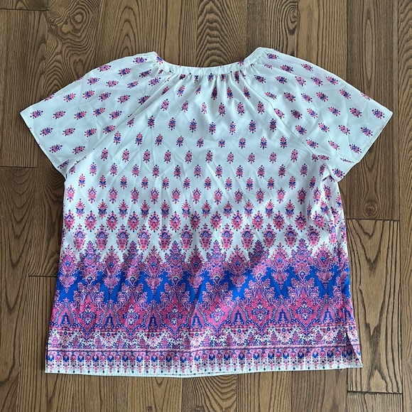 Talbots Pink Blue Floral Tunic Print Blouse size XL - Picture 12 of 12